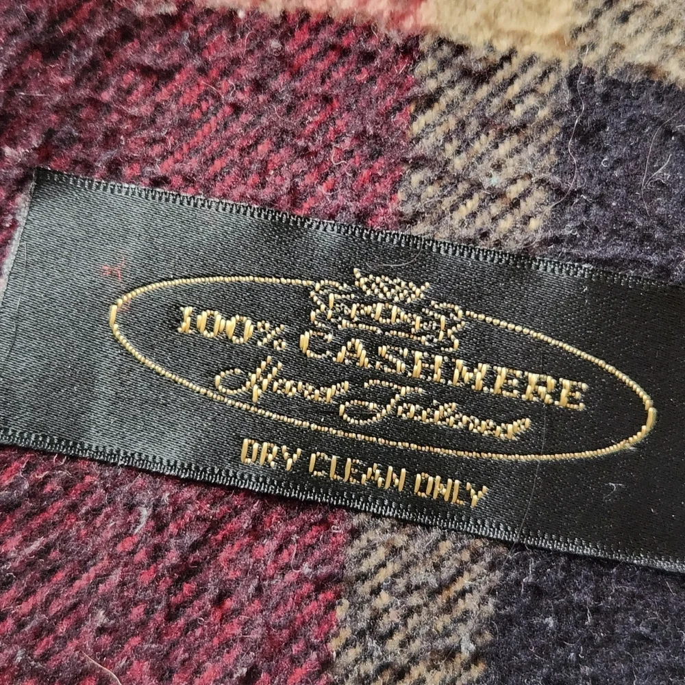 Hand Tailored Mens Scarf Black Red Check 100% Cashmere